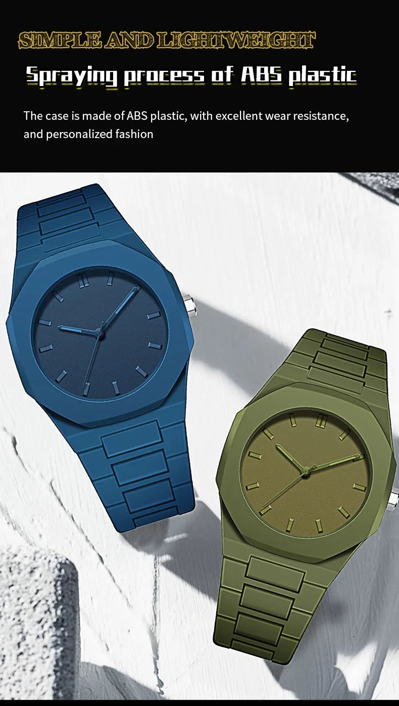Minimalist Design Quartz Watch for Men Casual Lightweight Plastic Strap Waterproof Sports Business Watches Man Creative Clock