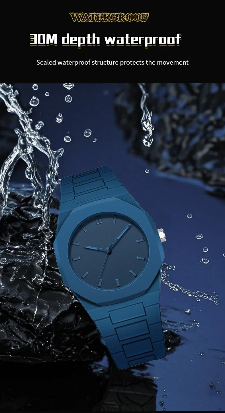 Minimalist Design Quartz Watch for Men Casual Lightweight Plastic Strap Waterproof Sports Business Watches Man Creative Clock